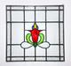 Art Nouveau-style floral leaded stained glass window panel