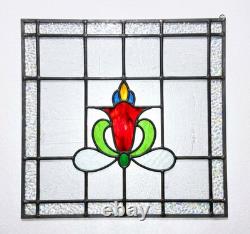 Art Nouveau-style floral leaded stained glass window panel