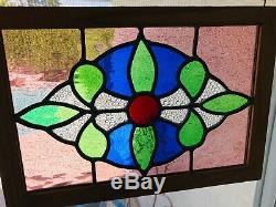 Artisan Stained Glass Window Hanging Panel Victorian Design 11 x 15.75 Vintage