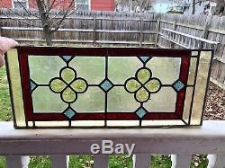 Arts & Crafts Stain Glass Leaded Panel Architectural Header Panel 22x 9-1/4T