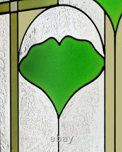 Arts and Crafts Ginkgo Stained Glass Panel 35.5 x 9 Hand Crafted in the USA