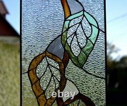 Autumn leaf suncatcher. Stained glass panel. Glass window hanging