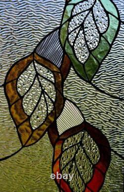 Autumn leaf suncatcher. Stained glass panel. Glass window hanging