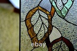 Autumn leaf suncatcher. Stained glass panel. Glass window hanging