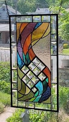 BEVELS IN THE WIND Stained Glass Window Panel (Signed and Dated) ©2002-201