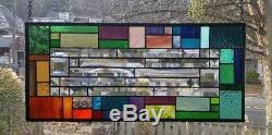 BEVELS With COLOR SURROUND Stained Glass Window Panel (Signed and Dated)
