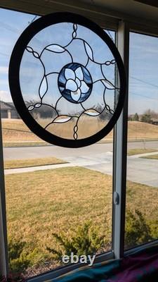 BID $165 & WIN! -LOVE SYMBOLIZED GORGEOUS! MODERN With STAIN GLASS PANEL. 21 DIA
