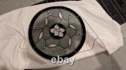 BID $165 & WIN! -LOVE SYMBOLIZED GORGEOUS! MODERN With STAIN GLASS PANEL. 21 DIA