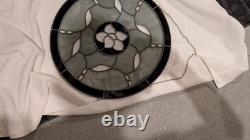 BID $165 & WIN! -LOVE SYMBOLIZED GORGEOUS! MODERN With STAIN GLASS PANEL. 21 DIA