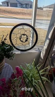 BID $165 & WIN! -LOVE SYMBOLIZED GORGEOUS! MODERN With STAIN GLASS PANEL. 21 DIA