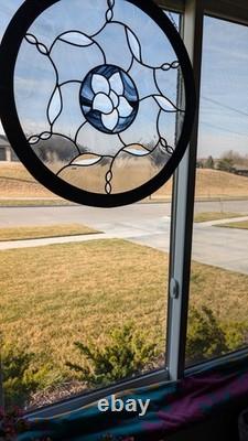 BID $165 & WIN! -LOVE SYMBOLIZED GORGEOUS! MODERN With STAIN GLASS PANEL. 21 DIA