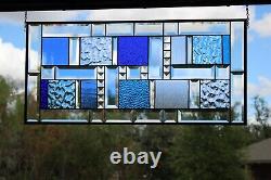 BLUE BAYOU Beveled Stained Glass Panel, Window Hanging? 30 ½ x 14 ½ HMD-US