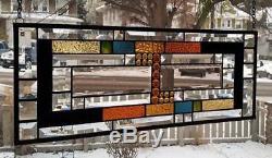BOLDLY BEVELED Stained Glass Window Panel (Signed and dated)