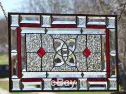 Bang Beveled Stained Glass Window Panel 21 3/8 x 12 3/8