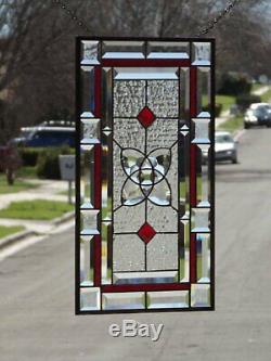 Bang Beveled Stained Glass Window Panel 21 3/8 x 12 3/8