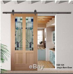 Barn Doors with Solid wood & stained glass panels