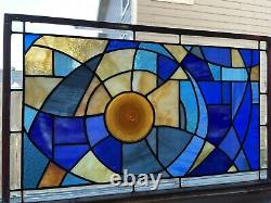 Beachy Keen-Stained Glass Window Panel 22 1/2 x 13 1/2 Free Shipping