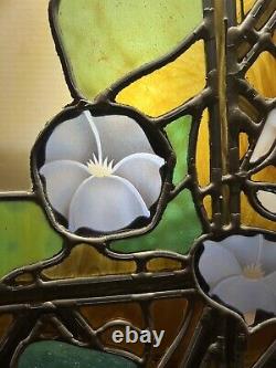 Beautiful 23 Tall Stained Glass Window Panel Suncatcher Morning Glories