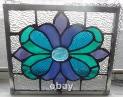 Beautiful 9 x 8 Flower Pattern Handmade Leaded Stained Glass Panel with Chain