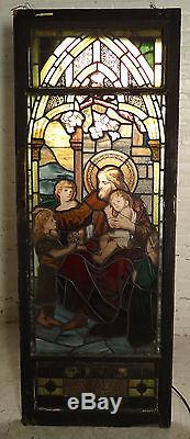 Beautiful Antique Religious Stained Glass Panel (05313)NS