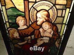 Beautiful Antique Religious Stained Glass Panel (05313)NS