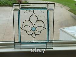 Beautiful Aqua/Clear Beveled and Stained Glass Window Panel