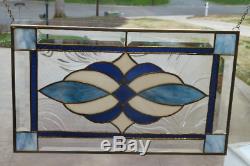 Beautiful Blue, white, navy Stained glass and Beveled Panel