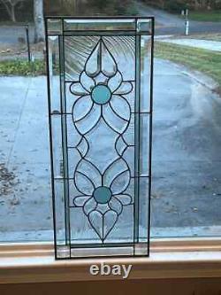 Beautiful Clear, Seafoam Green Beveled & Stained glass Window Panel