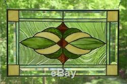 Beautiful Greens Color Stained glass and Beveled Panel