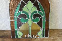 Beautiful Large Vintage Leaded Stained Glass Cathedral Top Panel