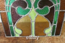 Beautiful Large Vintage Leaded Stained Glass Cathedral Top Panel