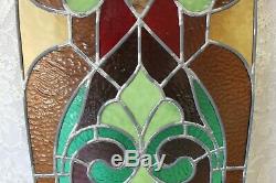 Beautiful Large Vintage Leaded Stained Glass Cathedral Top Panel