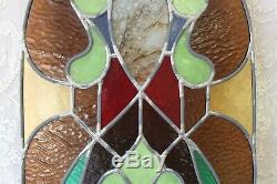 Beautiful Large Vintage Leaded Stained Glass Cathedral Top Panel