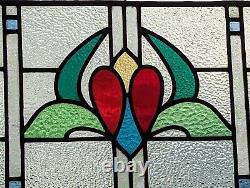 Beautiful Renovated Antique Art Noueau English Stained Glass Panel