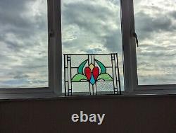 Beautiful Renovated Antique Art Noueau English Stained Glass Panel