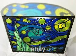 Beautiful Starry Night Van Gogh Stained Glass Contemporary Handmade Window Panel