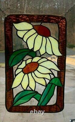 Beautiful Sunflowers in a Stained Glass Window Panel