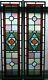Beautiful pair of victorian design stained glass panels with amber rondels 2