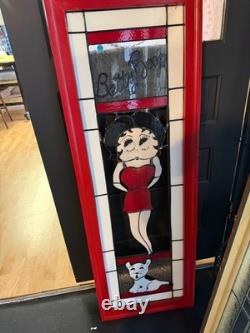 Betty Boop Stained Glass Panel with Frame Handmade