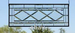Beveled Diamond Clear Stained Glass Transom Window Panel 32 3/4 x 12 3/4 H