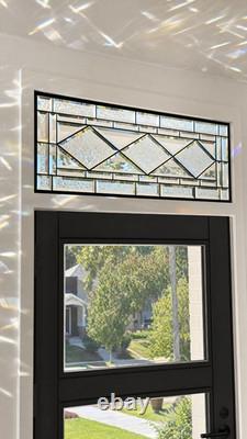 Beveled Diamond Clear Stained Glass Transom Window Panel 32 3/4 x 12 3/4 H Beveled Diamond Clear Stained Glass Transom Window Panel 32 3/4 x 12 3/4 H