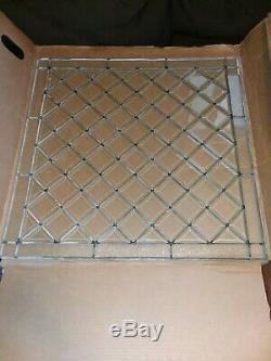 Beveled Diamond Clear Stained Glass Window Panel. 29 1/2 x 29 1/2