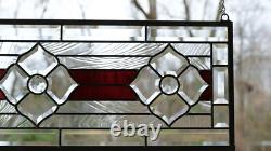 Beveled Glass panel stained glass Window Panel, 22x 11