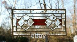 Beveled Glass panel stained glass Window Panel, 22x 11