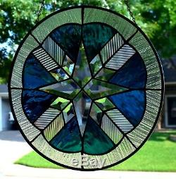 Beveled Mission Star Stained Glass Window Panel