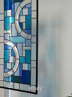 Beveled Modern Stained Glass Panel 30 3/4 x 14 5/8