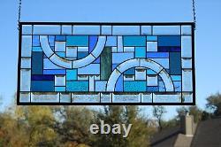 Beveled Modern Stained Glass Panel 30 3/4 x 14 5/8