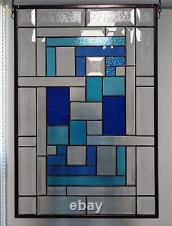 Beveled Stained Glass Panel (3 stars) 21 3/8 x 14 1/2