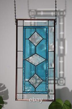 Beveled Stained Glass Panel, Window HMD-US-? 19 1/2 x 9 1/2