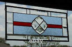 Beveled Stained Glass Panel, Window HMD-US-? 20 3/8 x 9 3/8